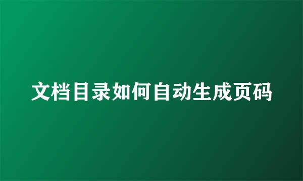 文档目录如何自动生成页码
