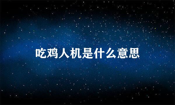 吃鸡人机是什么意思