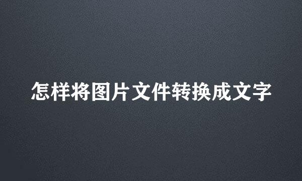 怎样将图片文件转换成文字