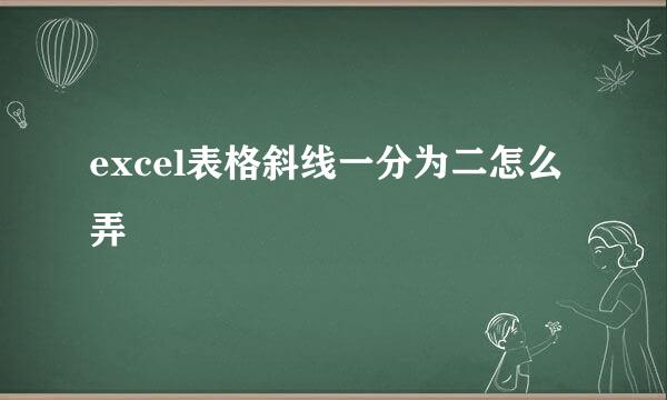 excel表格斜线一分为二怎么弄