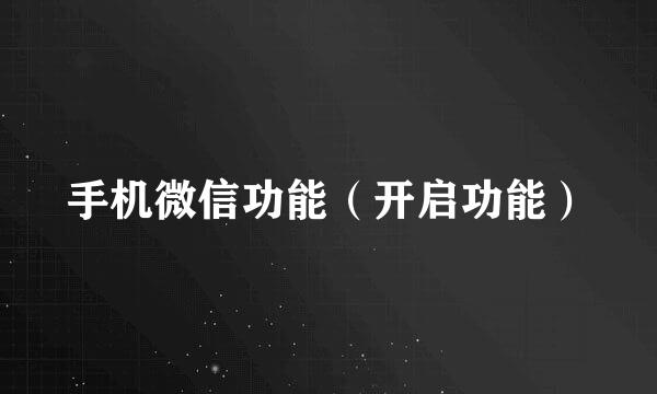 手机微信功能（开启功能）