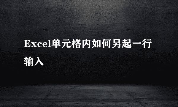 Excel单元格内如何另起一行输入