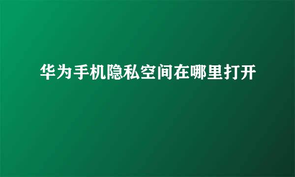 华为手机隐私空间在哪里打开