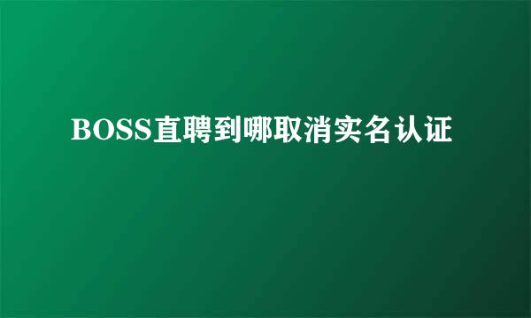 BOSS直聘到哪取消实名认证