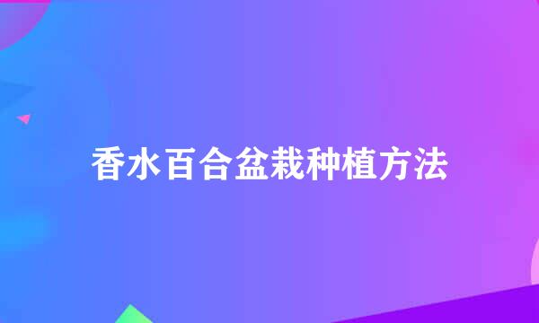香水百合盆栽种植方法