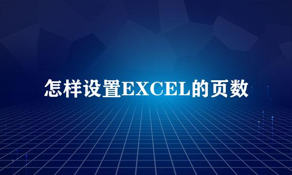 怎样设置EXCEL的页数