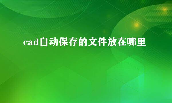 cad自动保存的文件放在哪里