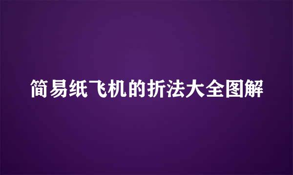 简易纸飞机的折法大全图解