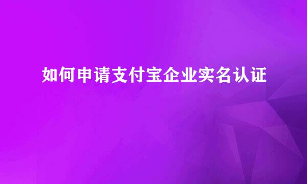 如何申请支付宝企业实名认证