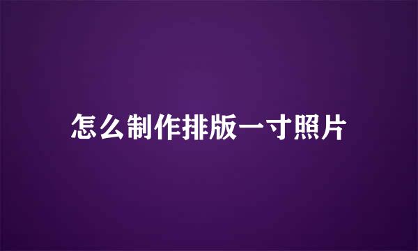 怎么制作排版一寸照片