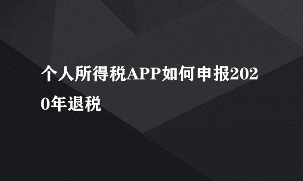 个人所得税APP如何申报2020年退税