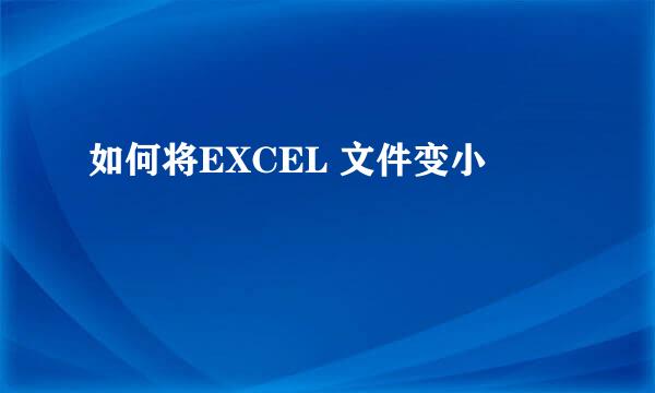 如何将EXCEL 文件变小