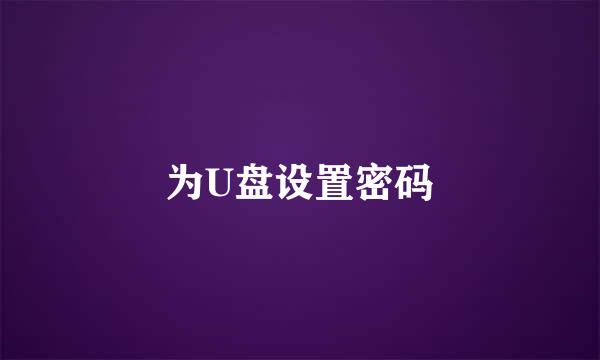 为U盘设置密码
