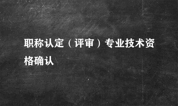 职称认定（评审）专业技术资格确认