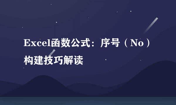 Excel函数公式：序号（No）构建技巧解读