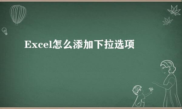 Excel怎么添加下拉选项