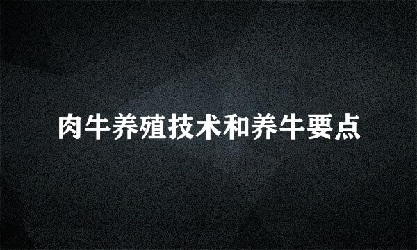 肉牛养殖技术和养牛要点