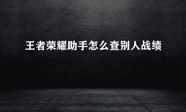 王者荣耀助手怎么查别人战绩
