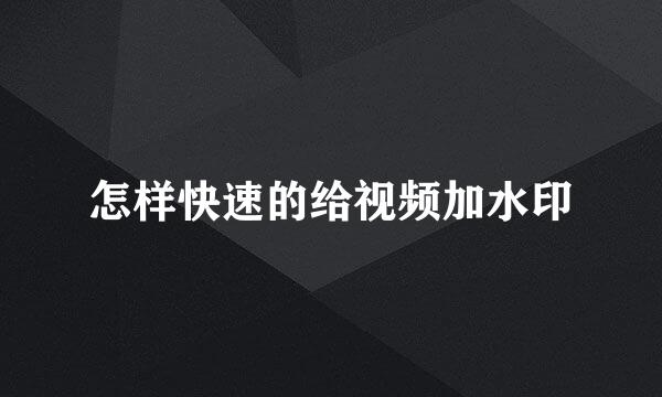 怎样快速的给视频加水印