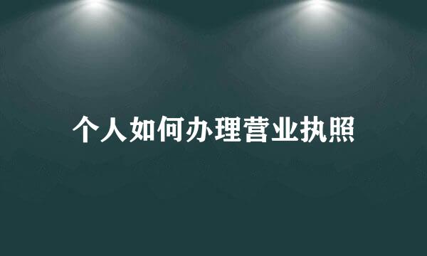 个人如何办理营业执照