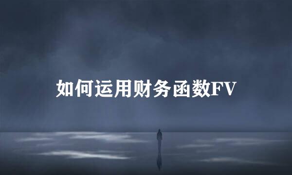 如何运用财务函数FV