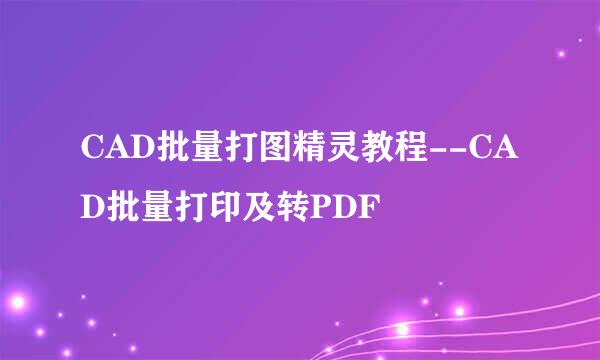 CAD批量打图精灵教程--CAD批量打印及转PDF