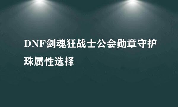 DNF剑魂狂战士公会勋章守护珠属性选择