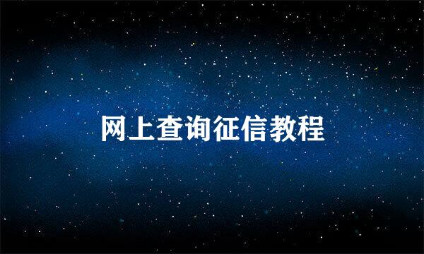 网上查询征信教程