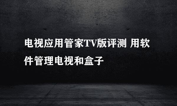 电视应用管家TV版评测 用软件管理电视和盒子