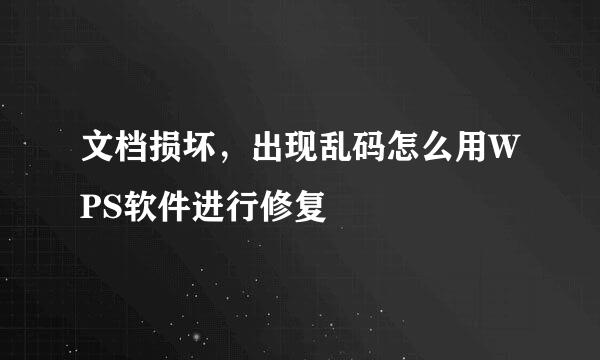 文档损坏，出现乱码怎么用WPS软件进行修复
