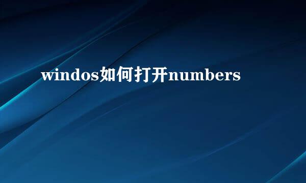 windos如何打开numbers