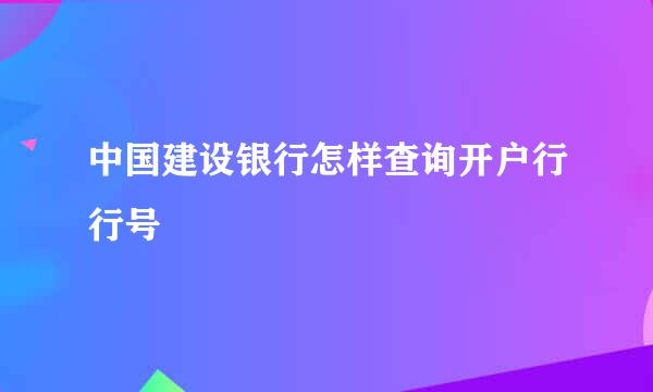 中国建设银行怎样查询开户行行号