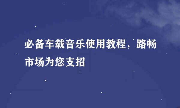 必备车载音乐使用教程，路畅市场为您支招