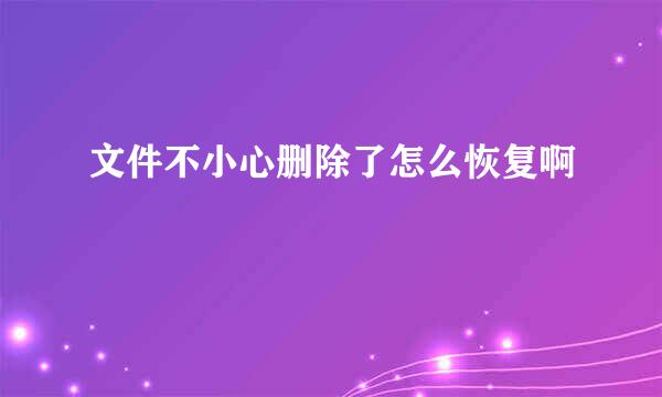 文件不小心删除了怎么恢复啊
