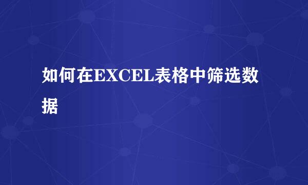 如何在EXCEL表格中筛选数据