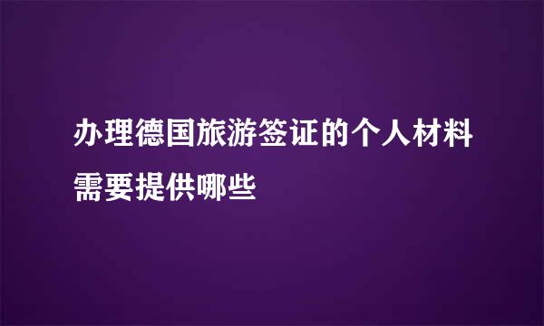办理德国旅游签证的个人材料需要提供哪些