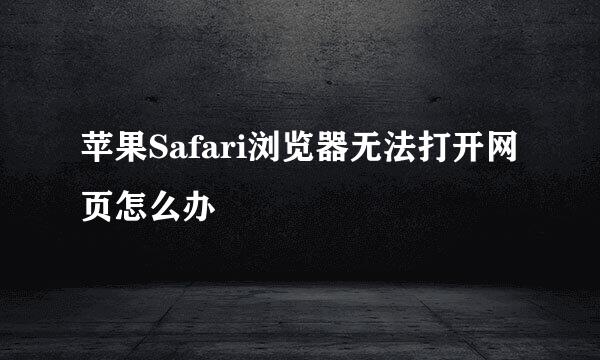 苹果Safari浏览器无法打开网页怎么办