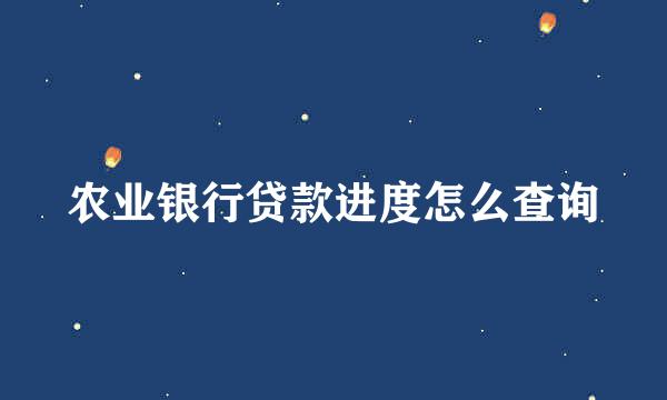 农业银行贷款进度怎么查询