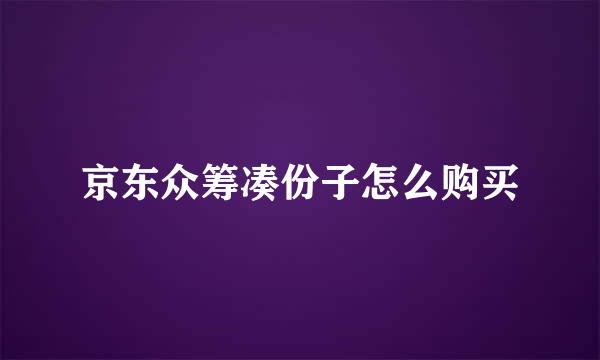 京东众筹凑份子怎么购买
