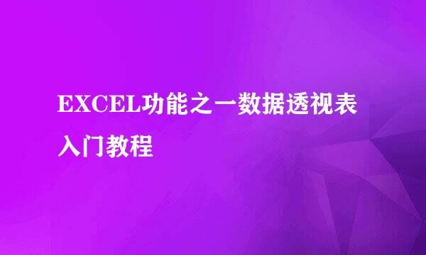 EXCEL功能之一数据透视表入门教程
