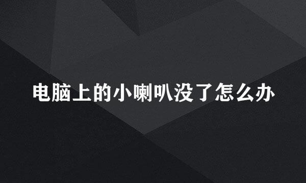 电脑上的小喇叭没了怎么办