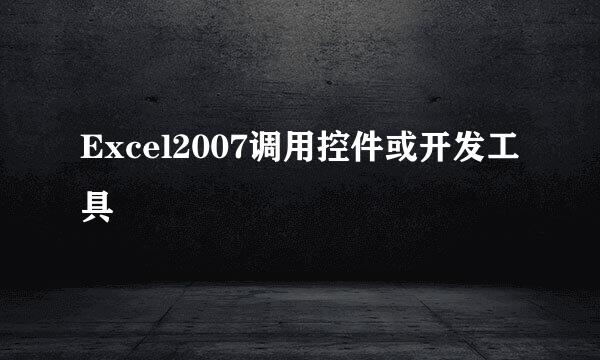 Excel2007调用控件或开发工具