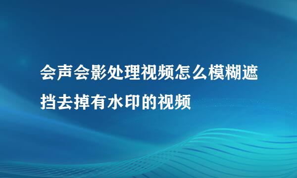 会声会影处理视频怎么模糊遮挡去掉有水印的视频