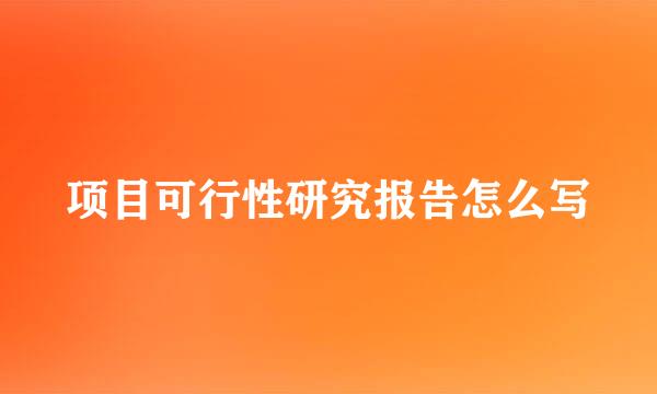 项目可行性研究报告怎么写
