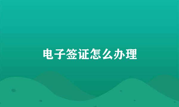 电子签证怎么办理