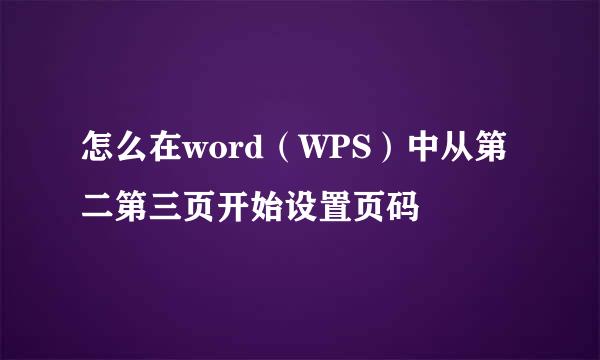 怎么在word（WPS）中从第二第三页开始设置页码