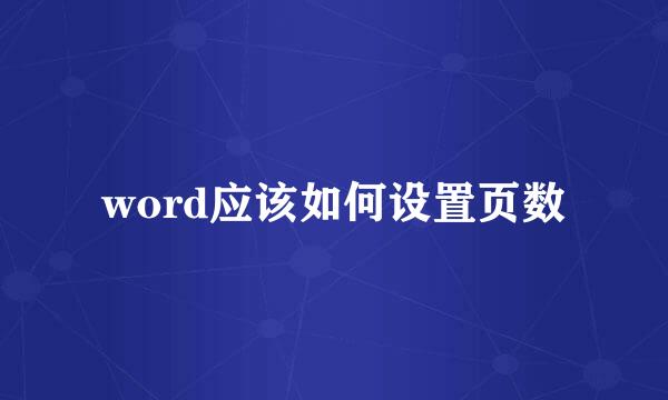 word应该如何设置页数
