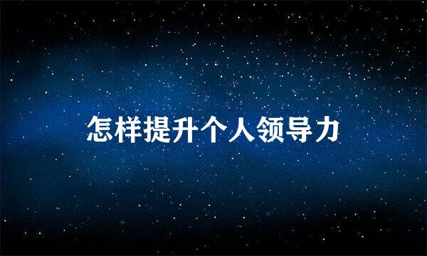 怎样提升个人领导力