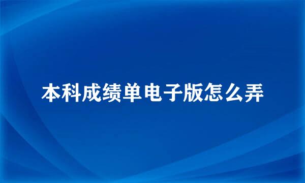 本科成绩单电子版怎么弄
