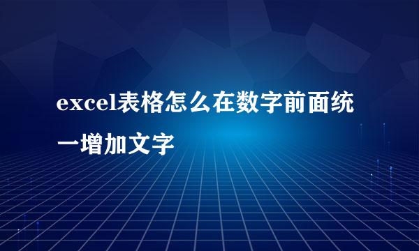 excel表格怎么在数字前面统一增加文字